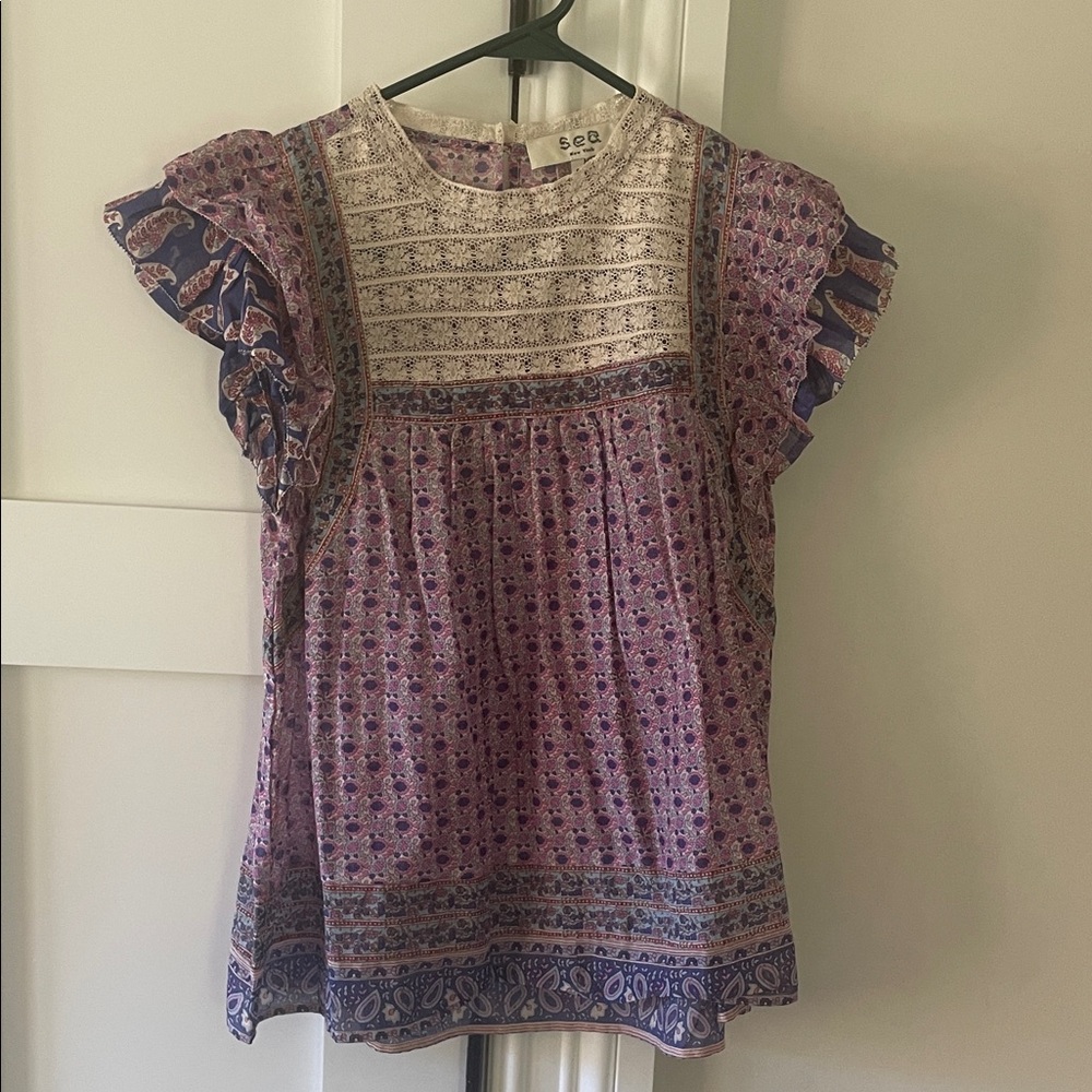 Sea New York Floral Ruffle Blouse